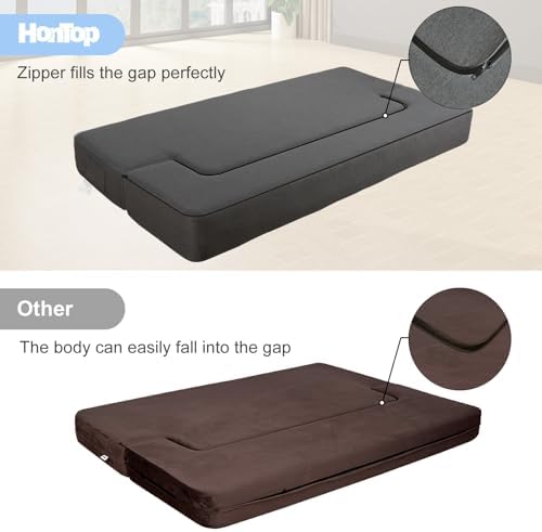 10 Inch Folding Sofa Bed Memory Foam Futon Chair Bed, Modern Fold Out Couch | Full Size Convertible Sleeper Sofa for Living Room, Foldable Floor Guest Mattress, Dark Grey