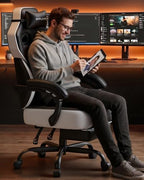 GTPLAYER Big & Tall Gaming Chair, Wide Seat with Footrest, Jet Black | Ergonomic High Back Computer Desk Chair for Adults, Comfort Padded Seat with Lumbar Support Armrests Recliner for Office/Home