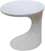 Telephone Table, C-Shaped Round Side Table,Sofa Side Table,Telephone Table/Bedside Table,Fiberglass Coffee Table(Color:White,Size:17.7114.9617.71in)