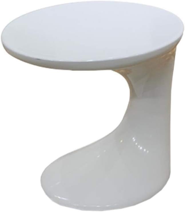 Telephone Table, C-Shaped Round Side Table,Sofa Side Table,Telephone Table/Bedside Table,Fiberglass Coffee Table(Color:White,Size:17.7114.9617.71in)