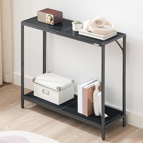 MAHANCRIS 30" Narrow Console Table, 2-Tier Small Entryway Table with Shelf, Thin Sofa Table with Shelves, Behind Couch Table for Living Room, Hallway, Foyer, Corridor, Office, Black CTHB27601