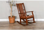 Pemberly Row Mahogany Rocking Chair with Cushioned Seat and Back, Studded Accents, Smooth Rocking Motion, Dark Chocolate