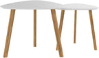 BAMEOS Bamboo Nesting Triangle End Table,Set of 2 Side Table Modern Minimalist Coffee Table for Living Room, Balcony in White