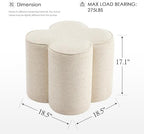 Zesthouse Flower Pouf Ottomans Foot Rest Set of 2, Linen Poofy Ottomans | Large Ottoman Footstool for Couch, Modern Living Room Stool Seat, Cute Square Vanity Stool for Bedroom, Beige Dorm Foot Stool