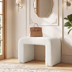 Tribesigns Vanity Stool Chair, Large Foot Stool Ottoman, Modern Foot Rest for Couch, Shoe Bench for Entryway, End of Bed Bench for Bedroom, Extra Seating for Living Room, Fully Assembly, White