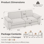 SITJOY Cloud Couch Sectional, 2 Seater Loveseat Chenille in Light Gray | Detachable and Washable Cover, Sectional Sofas for Living Room, Deep Seat Wide Couch