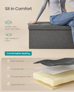 SONGMICS 30 Inches Folding Storage Ottoman Bench, Load 660 lb | Ottoman Foot Rest, Storage Chest, for Living Room, Entryway, Slate Gray and Ink Black, MINOTA Collection ULSF47K