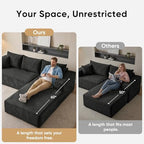 103" L Shaped Sectional Couch for Living Room, Modular Cloud Sofa | Modern Comfy Deep Seat Memory Foam Couch in Box, No Assembly, Right Facing Chaise (1CM Wide Striped Corduroy, Black)