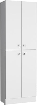 Kitchen Pantry 71" H, 4 Doors, 5 Adjustable Shelves, Laundry, White