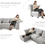 LLappuil 179" Oversized Modular Sectional Sofa with Storage Seat 12 Piece Large Sectional Couches for Living Room with Adjustable Arms Backs, Convert to U/L/Sleeper Sofa, Grey Chenille
