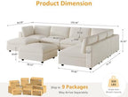 VANOMi Sectional Modular Sofa,Large U Shape Sectional Couch,Chenille,Beige | Washable,Removable Cover,Modern,Comfortable