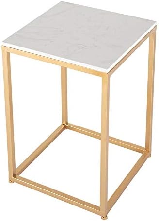 Telephone Table, Marble Side Table Nordic Living Room Square Sofa Corner Table Telephone Table Bedroom Bedside Table Balcony Coffee Table(Gold