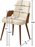 Dining Room Chairs,Mid Century Modern Kitchen Chair,Upholstered Faux Leather Accent Chairs,Metal Legs Wooden Desk Chair,Armless and No Wheels for Kitchen Dining,Beige PU,1PCS