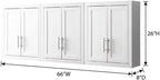 Furnifact White 3-Piece Wall Kitchen Cabinet Set, MDF Birch Veneer, Floating Mounted Kitchen Storage, Wide Pantry Wall Organizer