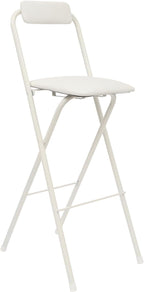 Folding Bar Stool with Backrest,Cushioned Padded Folding Stool,Fashion Bar Stools Set,Folding Counter Height Chairs for Kitchens, Cafes, Milk Tea Dessert Shops (1, White 29.53inch Seat Height)