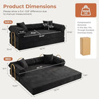 79" Convertible Futon Sofa Bed, Couch for Living Room | Black | 5-in-1 Corduroy Modular Futon Couch with Pocket Springs, Sleeper Sofa, Pull Out Couch Bed, No Assembly