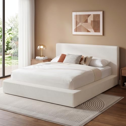 Queen Bed Frame w/ Classic Headboard, Cloud Upholstered Platform Bed Frame