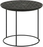 Furnifact Mango Wood Round Nesting Table 2-Piece, Nesting Coffee Table Set for Living Room Small Spaces, Matte Black