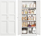 Yizosh Metal Storage Cabinet - 71" White Kitchen Pantry with 2 Doors and 4 Adjustable Shelves, 4-Tier Tall Steel Locker for Living Room, Dining Room