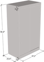 Meble Furniture Aria 2D Wardrobe with Mirror Doors — Spacious Storage with Shelves and Hanging Space — Modern Bedroom Closet — Black, 80" H x 47/59" W x 26" D