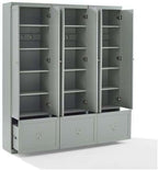 Maykoosh Country Cottage 3-Piece Entryway Set with 3 Pantry Closets, Gray - 12.5 x 66 x 74 inches, Ample Storage Space, Pantry with Storage with Shelves, Double Hooks