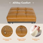 Bar Stools Set of 2, 26 Inch Counter Height Stool Faux Leather Brown | Backless Counter Stools with X-Frame Metal Legs, 3.3" Upholstered Seat, Mid-Century Modern, for Kitchen Island, Home Bar
