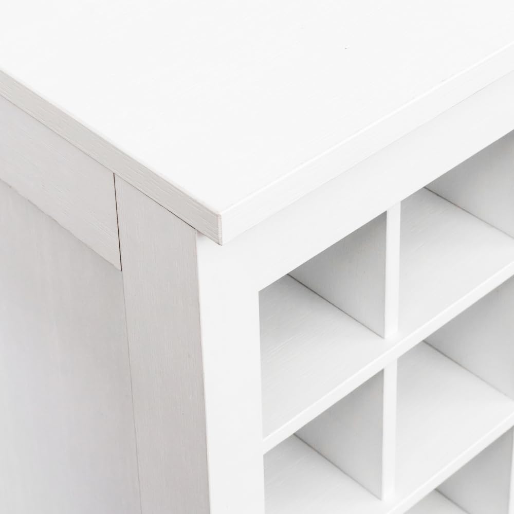 Freestanding Floor Wine Rack, 32 Bottle Wooden Wine Cabinet for Small Spaces, Farmhouse Modular Stackable Bottle Holder, Tall Counter Storage Rack, Elegant Design (White)