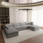 JACH U-Shaped Couches for Living Room, 6-Seats Modular Convertible Sectional Sofa Couch, Couch Cushion Covers Removable, Comfy Sofas with Chaise Ottomans for Apartment Bedroom Office (Grey)