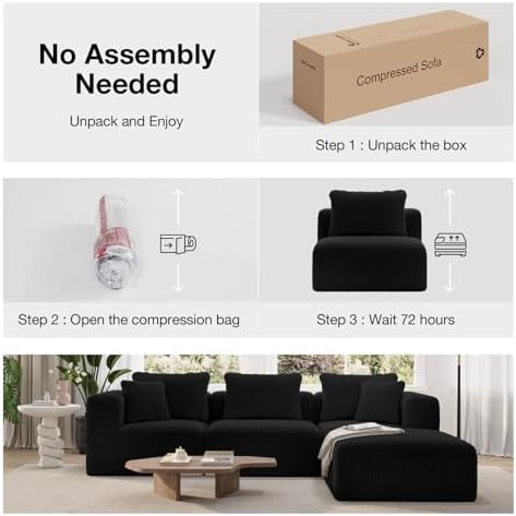Novilla Modular Sectional Sofa, Modern Cloud Sectional Couch with Smarts Coil® Support, Upholstered Couch for Living Room Apartments Bedroom, No Assembly Required (Armless Chair)