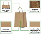 Qutuus 10x5x13 Kraft Paper Bags 100 Pcs Kraft Shopping Bags, Paper Gift Bags for Retail, Merchandise, Recycled Bulk Paper Sacks, Brown Paper Bags with Handles Bulk