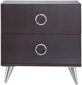 2 Drawers MDF Nightstand with Plastic Legs, Espresso,for Small Spaces
