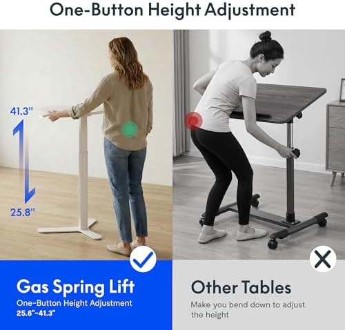 FLEXISPOT Gas Spring Lift Sit-to-Stand Table,20" Round Bar Table | With One-Touch Lift,Flexible Height 25.8"–41.3",19.7" High-Top Pub Table for Balcony,Kitchen, Apartment & Small Spaces,White