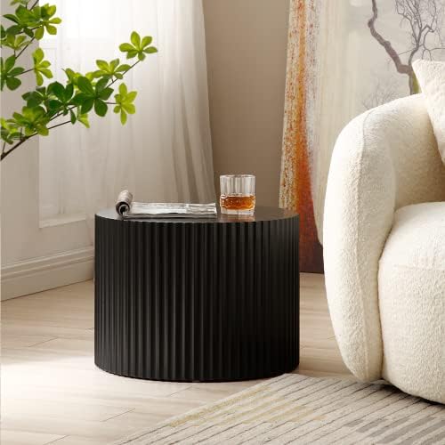 WILLIAMSPACE Black Round Coffee Table Set of 3, Modern Circle Wood Coffee Table Set, 3 Peice Nesting Coffee Accent Side Table End Table for Home Office, No Assembly (3 PCS, Black)