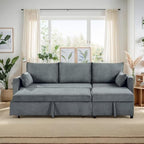Ball & Cast 86" Sectional Sleeper Sofa Bed Pull Out Couches for Living Room | L Shaped Convertible Pull Out Sofa Bed with Reversible Storage Chaise and Side Pocket, 3-Seat Sofa for Small Space Apartment