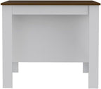 Tuhome Furniture Cala Modern Engineered Wood Kitchen Islands with Large Table Top & 3 Storage Shelves, Easy Assembly, in White/Walnut Finish