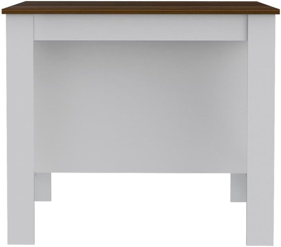Tuhome Furniture Cala Modern Engineered Wood Kitchen Islands with Large Table Top & 3 Storage Shelves, Easy Assembly, in White/Walnut Finish