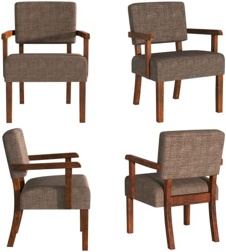 FAGAGA Accent Chairs Set of 2, 2 Solid Wood Armchairs with Side Table | Living Room Chairs with Soft Thicken Cushion, Comfy Reading Chair for Bedroom, Waiting Room, Home Office, Easy Assembly