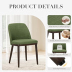 COLAMY Upholstered Dining Chairs Set of 4, Modern Kitchen Chairs with Back, Fabric Side Dining Room Chairs with Wood Legs for Farmhouce Restaurant, Green