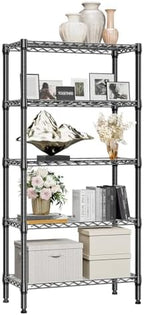 M MZG 1250 lbs 5 Tier Shelf Metal Storage Shelves Shelving Wire Rack Heavy Duty Closet Organizers for Garage Kitchen Bathroom Laundry Black 13.8" D x 29.5" W x 59.5" H