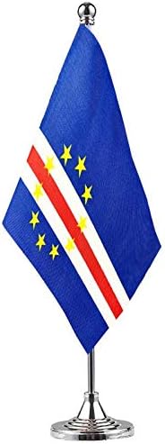 GentleGirl.USA Cape verde Table Flags,Stick Small Mini Cape Verdean Flag Office Desk Flag on Stand with Stand Base, International Festival Cape verde Theme Party Decoration,Home Desk Decoration