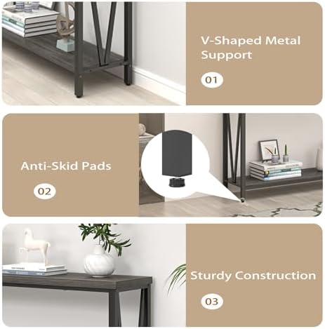 FOLUBAN Console Table for Entryway, Modern Sofa Table Behind Couch, Narrow Entry Table for Hallway, Living Room (Industrial, Dark Gray)
