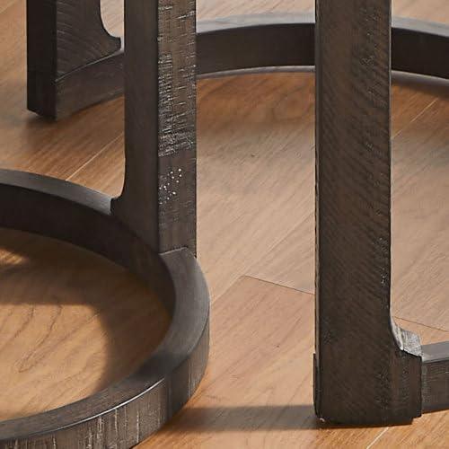 2pcs Vintage Wooden Nesting Side Table, Open Frame Round End Table | Space-Saving Stackable Small Accent Coffee Table for Couch Corner Farmhouse Home Decoration, Dark Brown