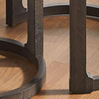 2pcs Vintage Wooden Nesting Side Table, Open Frame Round End Table | Space-Saving Stackable Small Accent Coffee Table for Couch Corner Farmhouse Home Decoration, Dark Brown