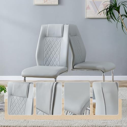 JUFU Dining Table Set for 6 with Chairs PU Upholstered, 63'' White Faux Marble Dining Room Table and Chairs, Modern Dining Room Table and Chairs Set of 6, Rectangle Dinner Table Set for Dining Room