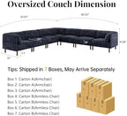 Cloud Sectional Couches for Living Room,Modular Sectional Sofa,Blue | V-Shaped Extra Deep 7 Seater,Mid Century Modern Oversized Sectional Couches with Solid Wood Leg,Large Sofa for Big Space