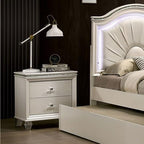 2 Drawers Nightstand with Acrylic Legs, Pearl White,for Small Spaces