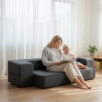 10 Inch Folding Sofa Bed Memory Foam Futon Chair Bed, Modern Fold Out Couch | Full Size Convertible Sleeper Sofa for Living Room, Foldable Floor Guest Mattress, Dark Grey