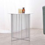 Telephone Table, Nordic Simplicity Sofa Side Table Round Metal Coffee Table Telephone Table Balcony Leisure Table Potted Plant Rack(Color:White,Size:4545CM)