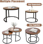 aboxoo Coffee Table Nesting Side Round Set of 2 End Table Top Sturdy Metal Frame Desk Centerpiece Living Room Bedroom Apartment Modern Industrial Simple Nightstand