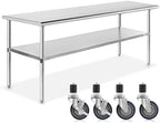 GRIDMANN NSF Stainless Steel Work & Prep Table 60 x 30 Inches with Caster Wheels and Under Shelf for Restaurant, Home, Hotel